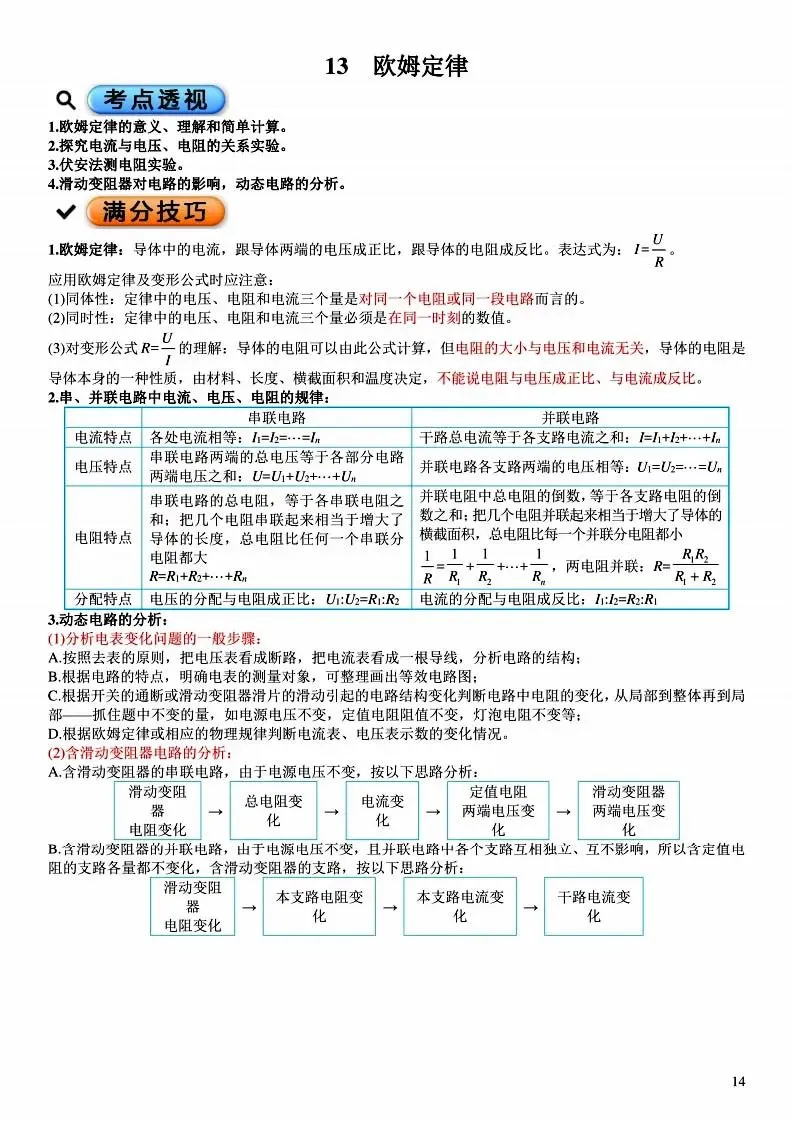 中考物理满分必备考点笔记(考点透视+满分技巧) 第38张
