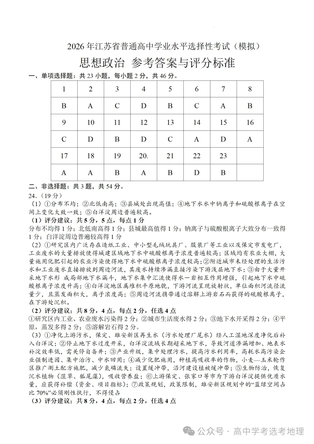 2026届江苏省普通高中学业水平选择性考试(模拟)地理试题+答案(2026.4) 第10张