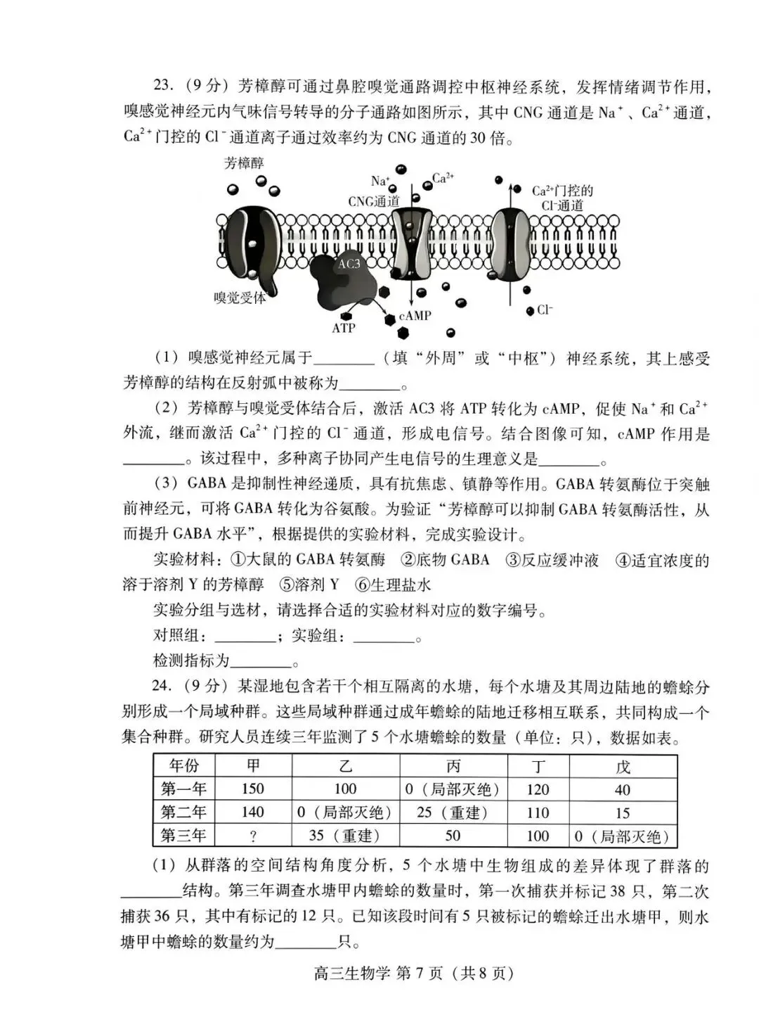 【高三生物】山东潍坊市高三4月高考模拟考试(潍坊二模)生物试题+答案 第7张