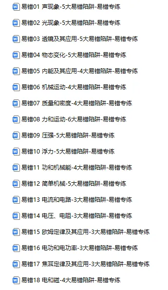 【26中考物理】二轮复习-易错题专项练习 第1张