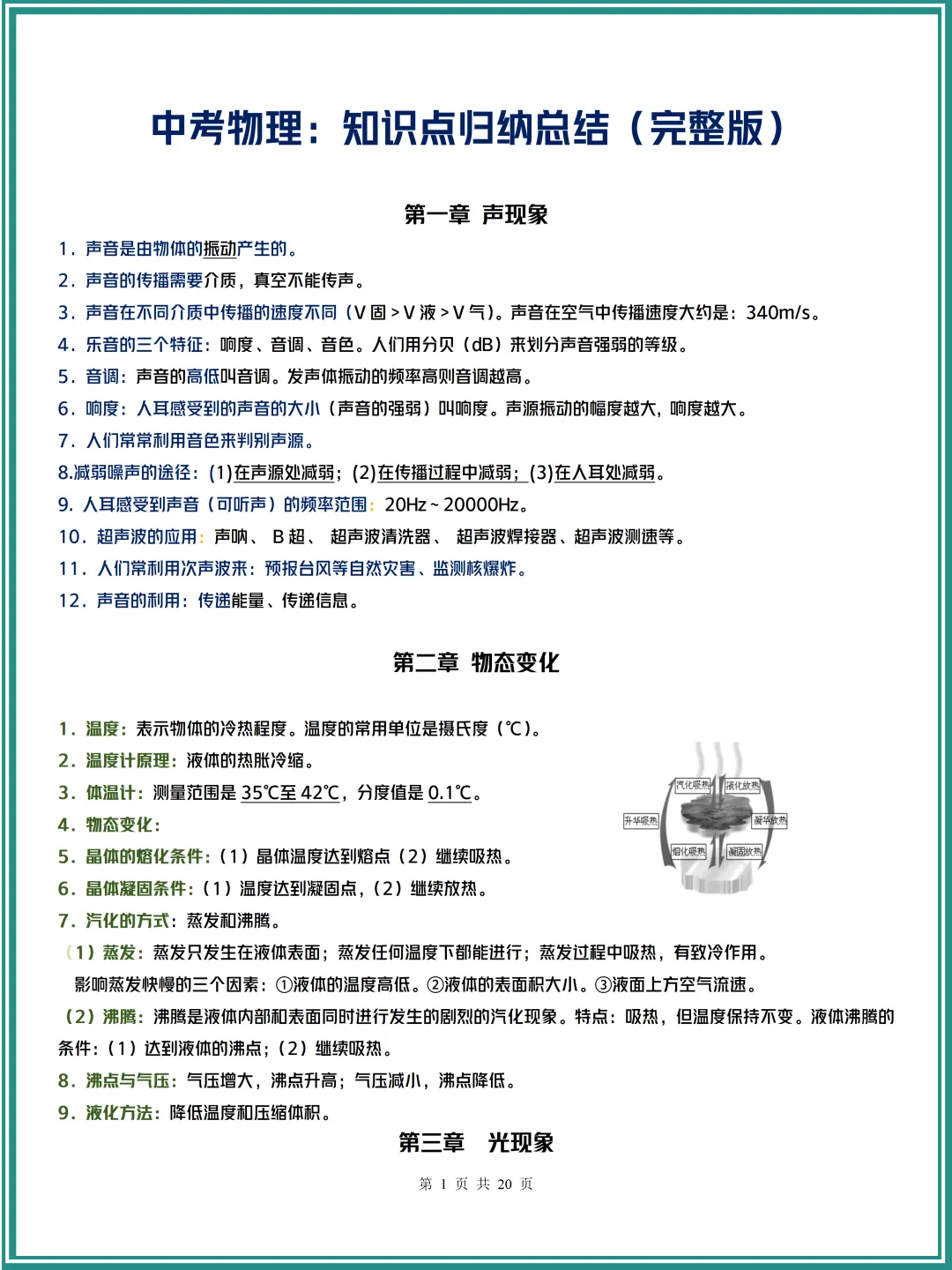 2026中考物理:知识点归纳总结【完整版】高分必备!可打印~ 第1张