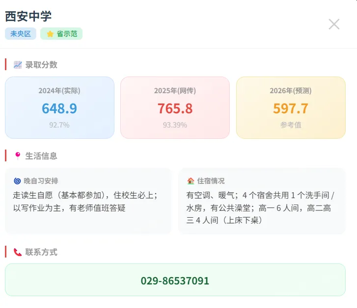【免费】西安中考家长看过来, 花了5天开发的中考择校小工具来了 第3张