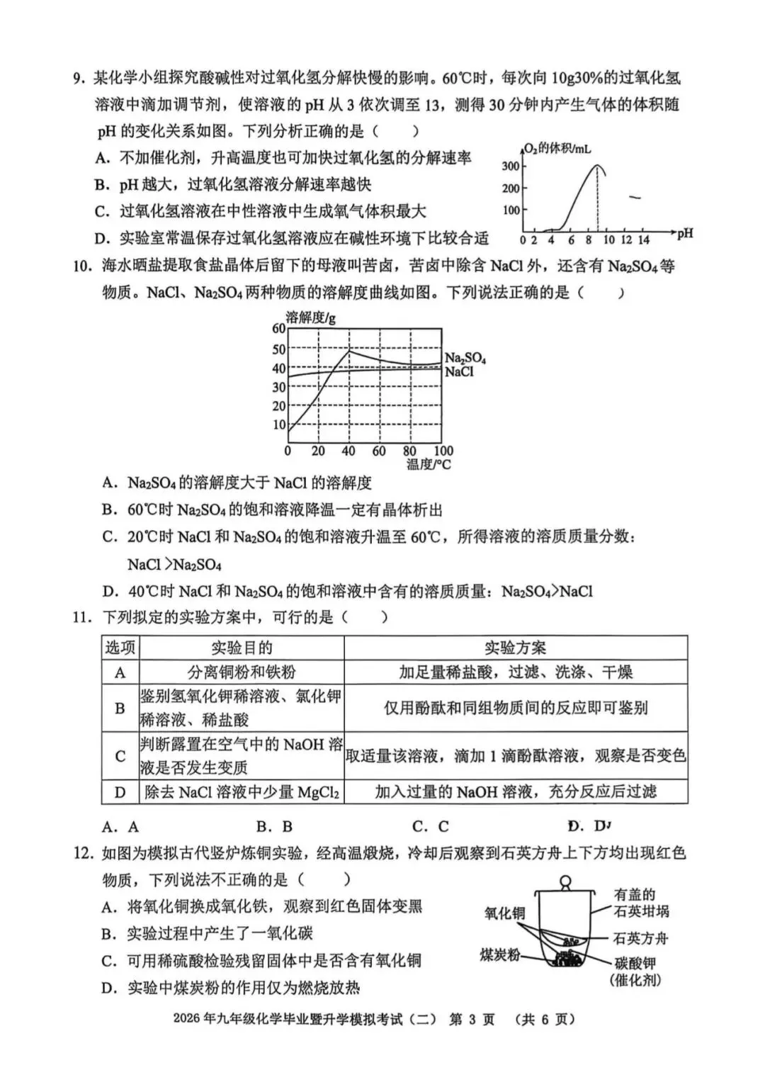 【芜湖11中】2026年安徽省芜湖区中考二模化学卷(附解析) 第3张