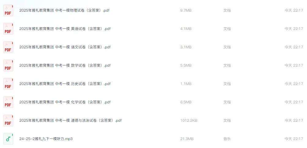 湖南长沙雅礼集团2025年初三中考一模考试真题(全科,含参考答案和英语听力音频) 第1张