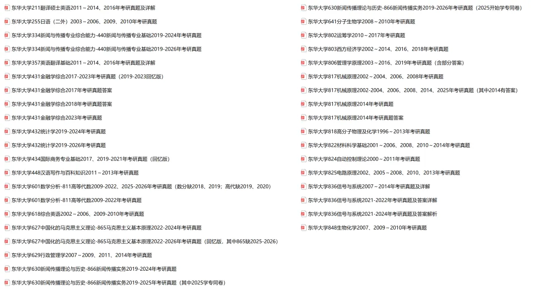 2027考研||东华大学考研专业课历年真题汇总(含2026真题+2025+2024) 第2张