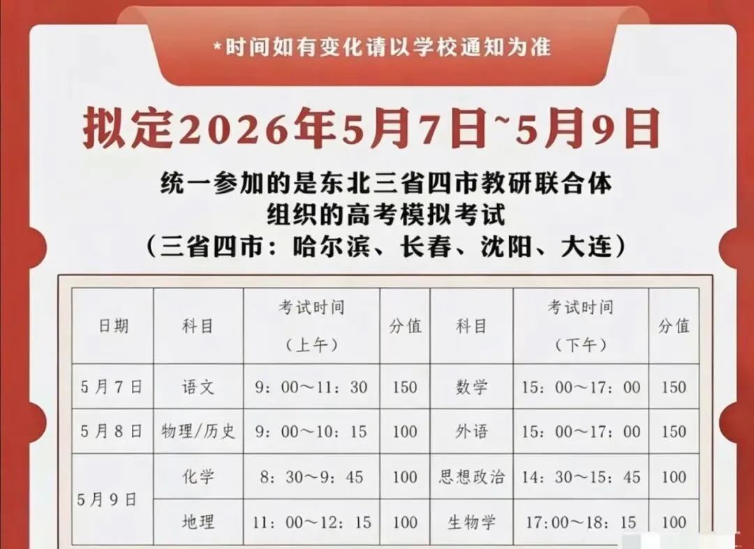 【试卷+解析】东北三省四市二模2026年大连市高三综合模拟考试(二)(长春三模、哈尔滨市、大连二模、沈阳三模)全科汇总! 第2张