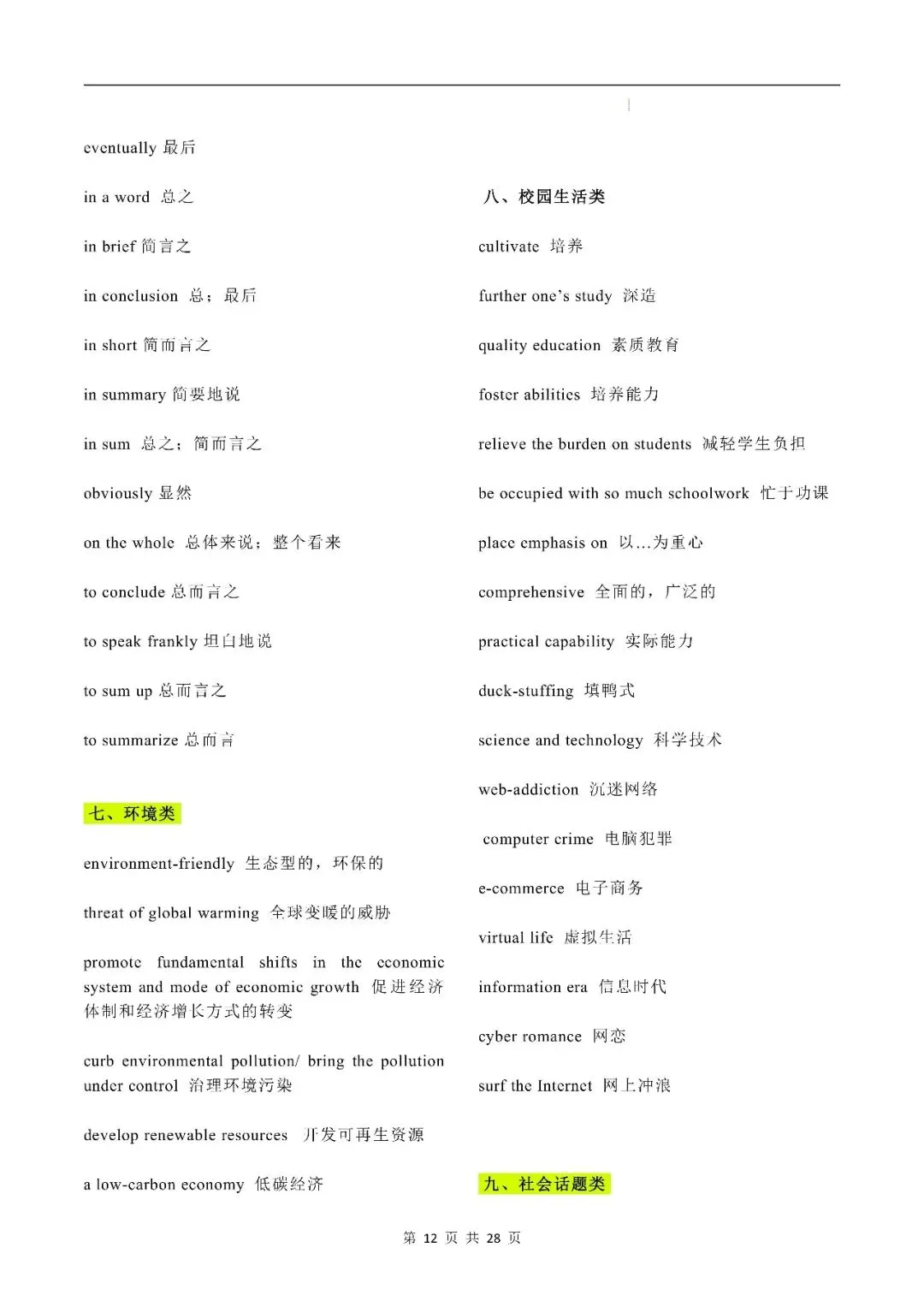 中考英语丨书面表达高级词汇、万能句型、黄金句、经典言语格言 第12张