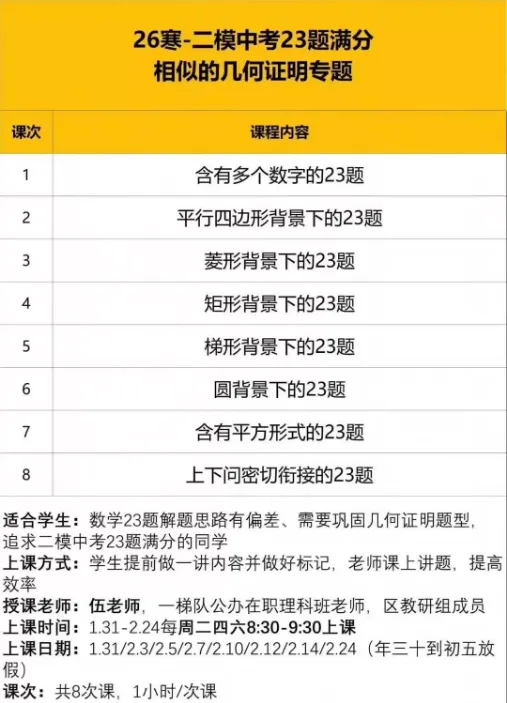 2026上海寒假二模中考数学专题课视频课程网课录播课 第2张