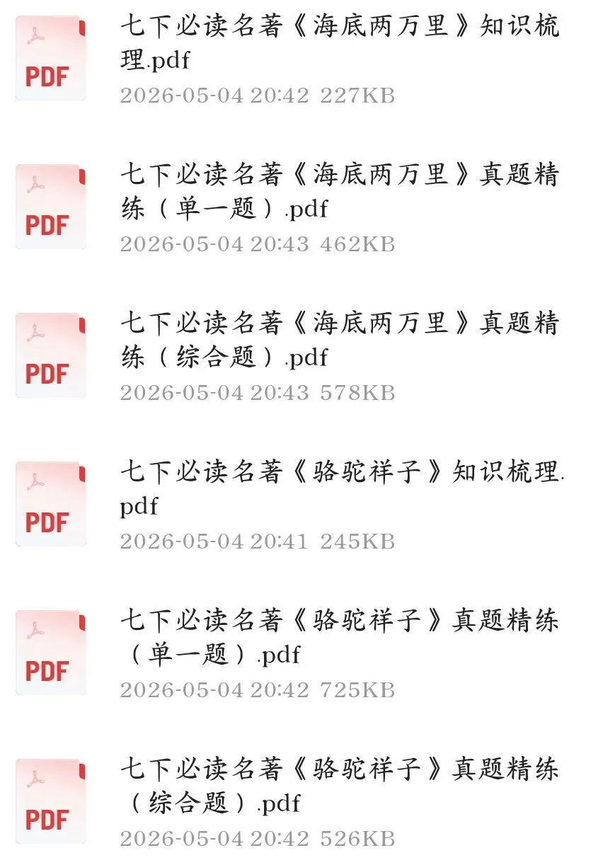 七年级下册必读名著资料(知识点梳理+真题精练附参考答案)|电子版可打印免费分享每日更新 第7张