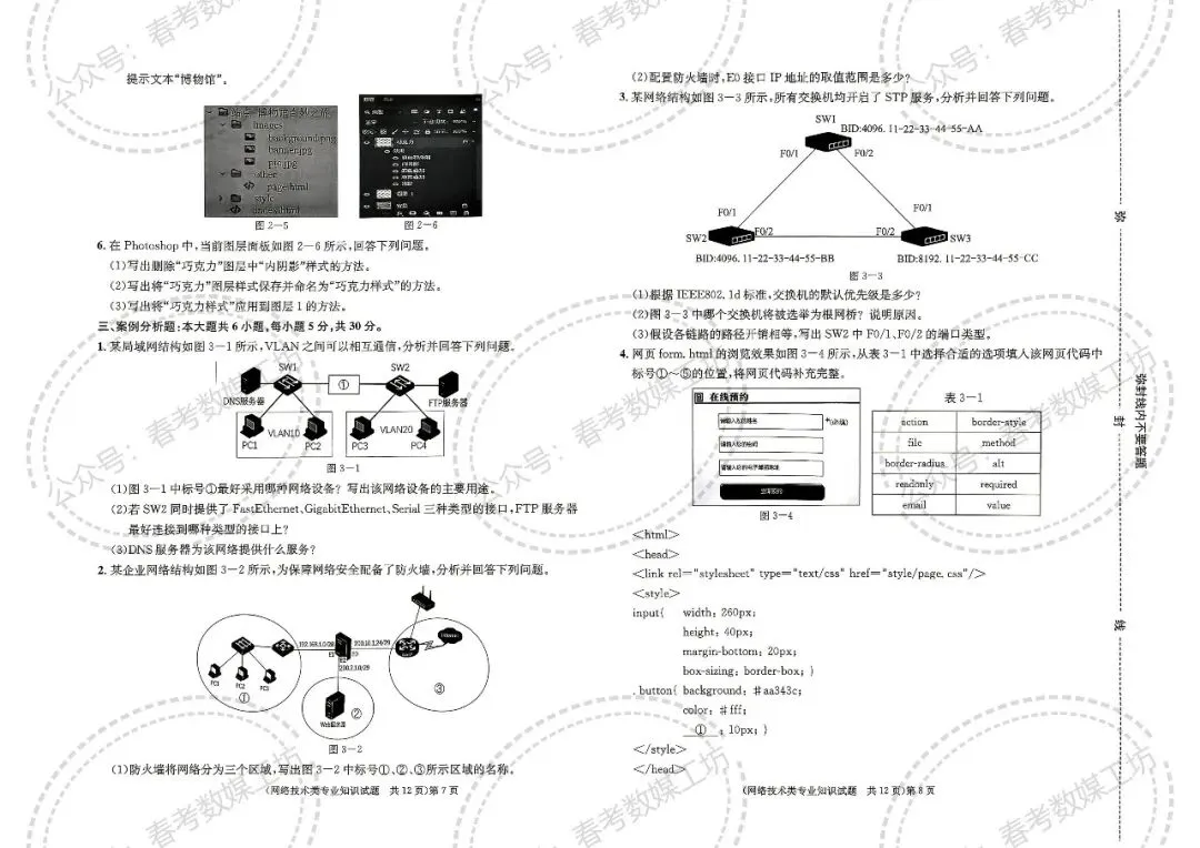 2024年山东春考理论真题回忆版【网络技术类】 第4张