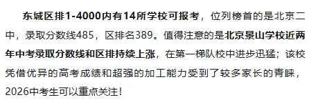 初三一模考后定位!北京东城中考区排1-8000能去哪些高中? 第4张