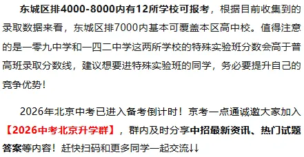 初三一模考后定位!北京东城中考区排1-8000能去哪些高中? 第6张