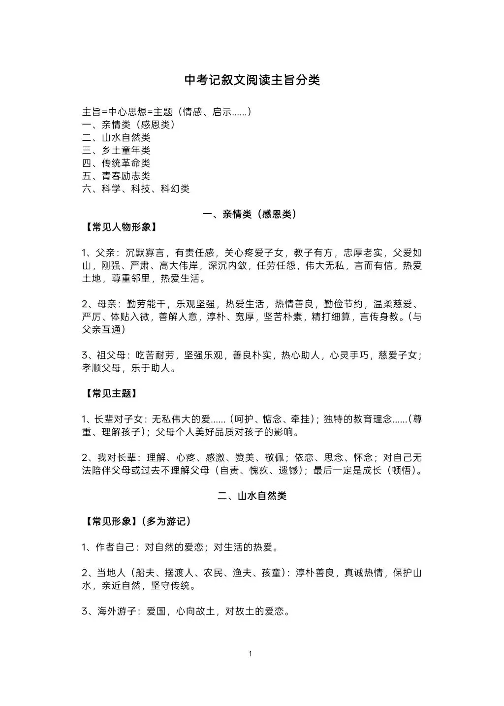 中考记叙文阅读主旨无非就这六大类 第1张