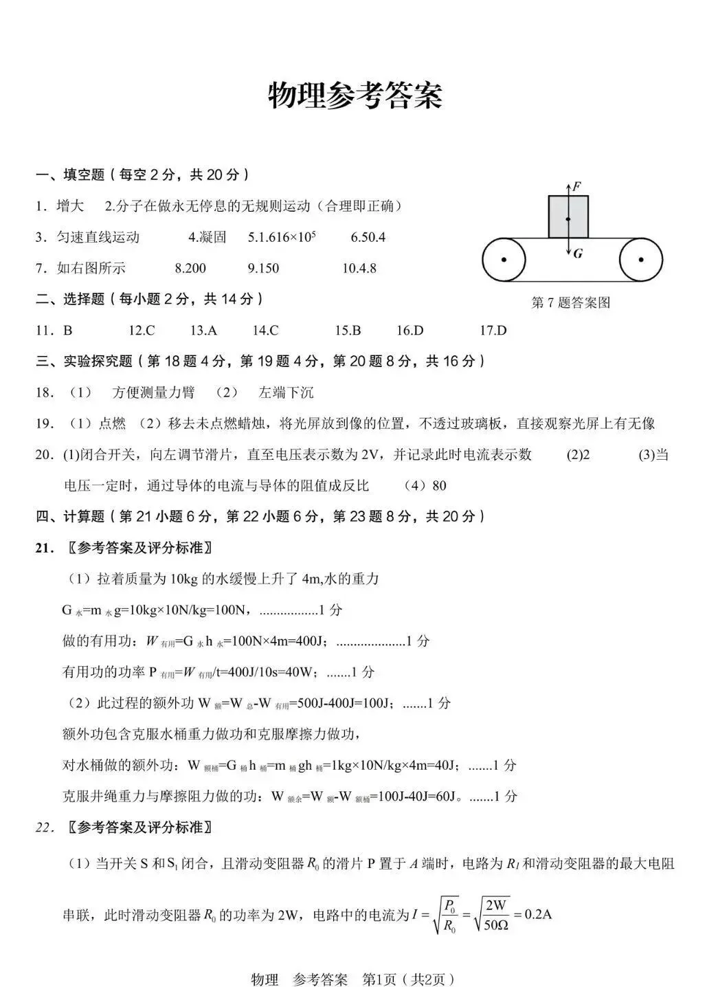 2026年中考物理模拟试题+答案 第7张