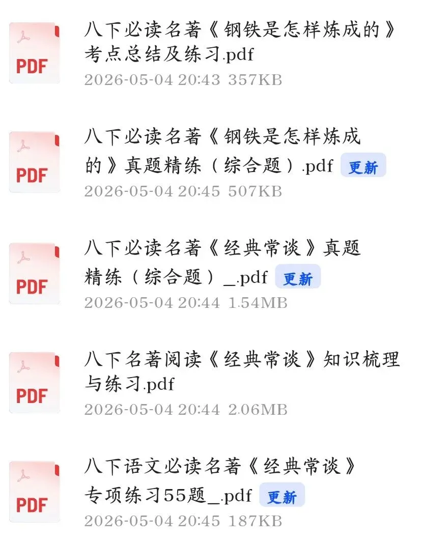 八年级下册必读名著资料(知识点梳理+真题精练附参考答案)|电子版可打印免费分享每日更新 第6张