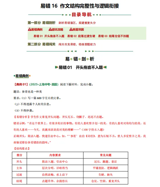 2026新版!上海中考语文16大高频易错题分类训练 第11张