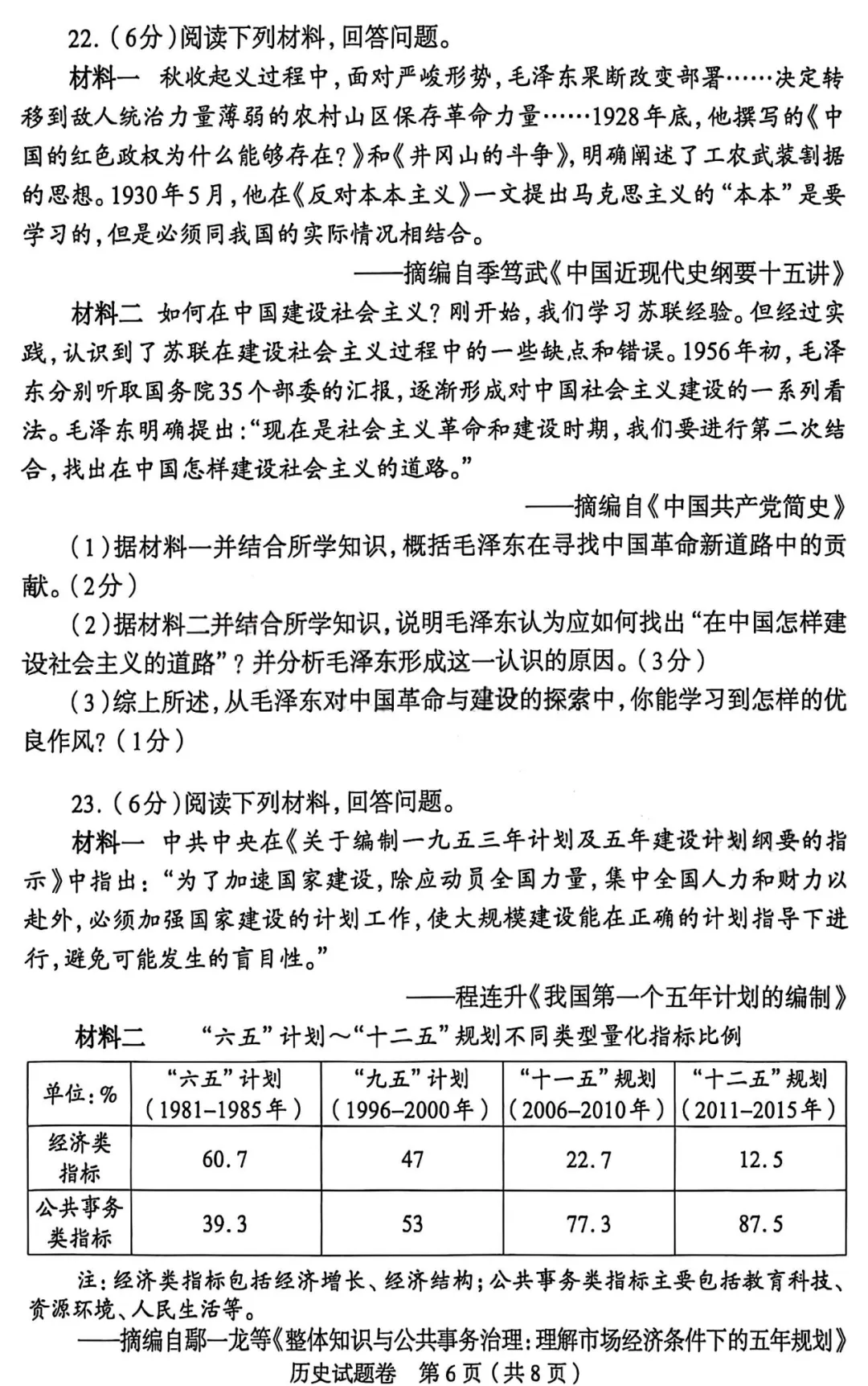 2026中考历史模拟试卷五(附答案),90%命中率! 第6张