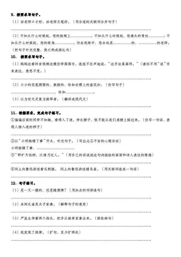 六年级下册语文真题汇编·句型转换练习(含答案)完整电子版可打印 第5张