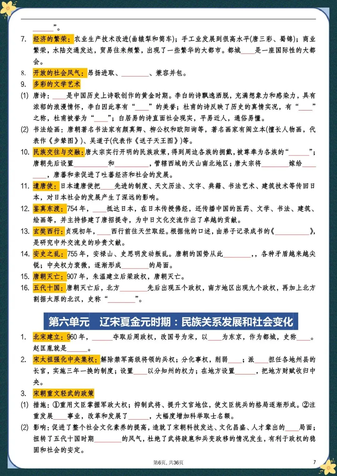 中考历史总复习必背知识点梳理(填空版),电子版可打印 第7张