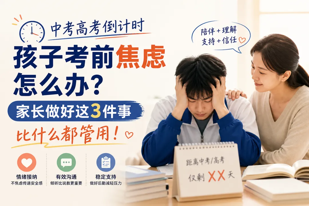 中考高考倒计时,孩子考前焦虑怎么办?家长做好这3件事比什么都管用 第1张