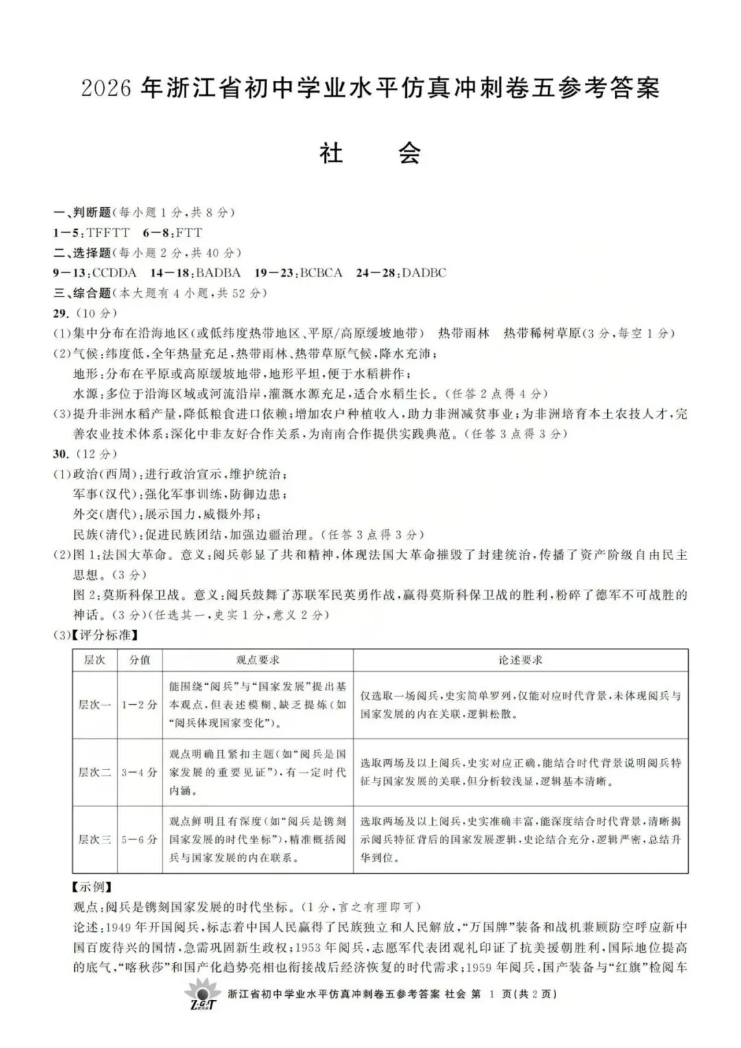中考仿真卷|2026年4月浙江省“浙共体”初中学业水平仿真冲刺卷(五)答案;听力录音 第36张