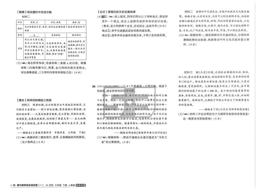 初中历史:53试卷(7下 人教 26春) 第13张