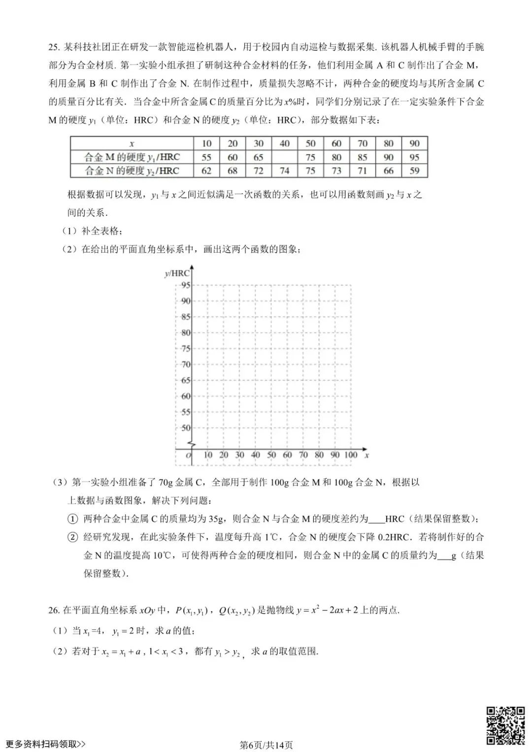 2025北京海淀初三二模数学试卷(含答案) 第6张