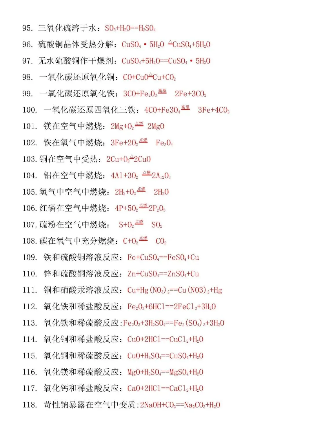 中考必背化学方程式 第5张