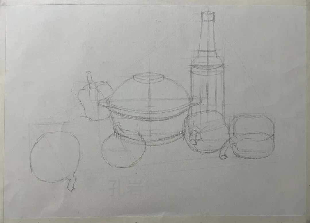 素描六级真题范画解析,非常典型的试卷类型,详细的步骤都记录下来了,看完就会画,非常值得多看几遍的教程 第5张