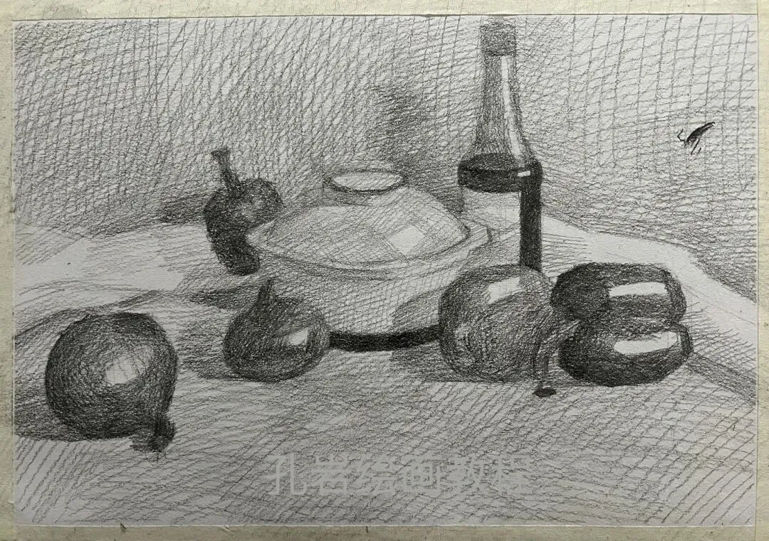 素描六级真题范画解析,非常典型的试卷类型,详细的步骤都记录下来了,看完就会画,非常值得多看几遍的教程 第7张