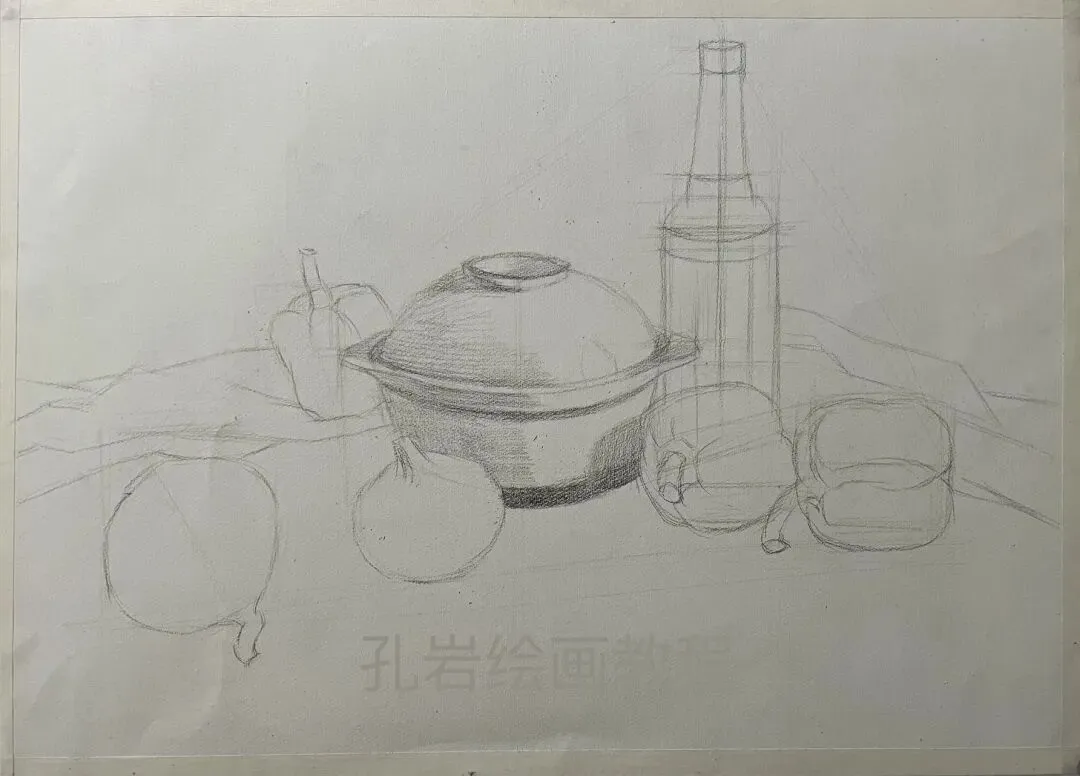素描六级真题范画解析,非常典型的试卷类型,详细的步骤都记录下来了,看完就会画,非常值得多看几遍的教程 第8张