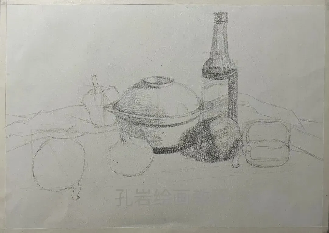 素描六级真题范画解析,非常典型的试卷类型,详细的步骤都记录下来了,看完就会画,非常值得多看几遍的教程 第10张