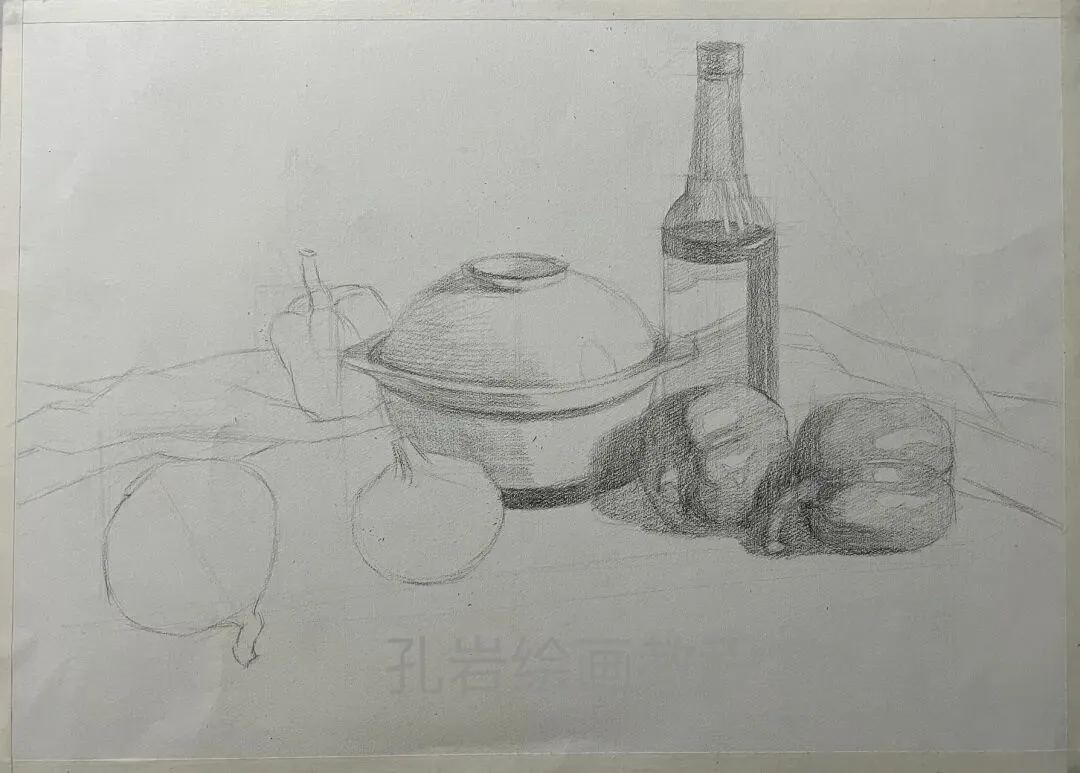 素描六级真题范画解析,非常典型的试卷类型,详细的步骤都记录下来了,看完就会画,非常值得多看几遍的教程 第11张