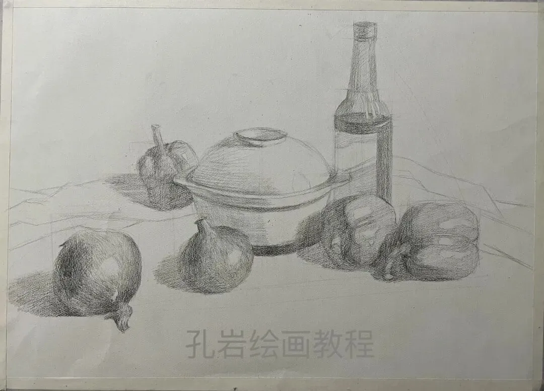 素描六级真题范画解析,非常典型的试卷类型,详细的步骤都记录下来了,看完就会画,非常值得多看几遍的教程 第13张