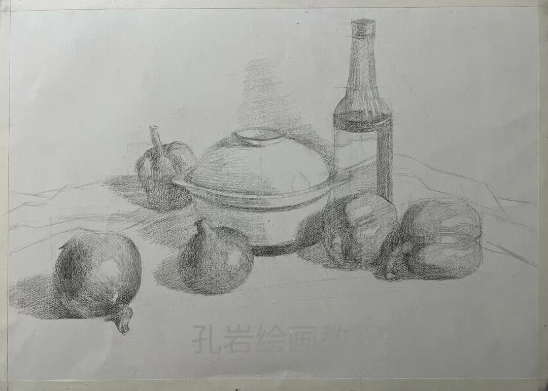 素描六级真题范画解析,非常典型的试卷类型,详细的步骤都记录下来了,看完就会画,非常值得多看几遍的教程 第14张