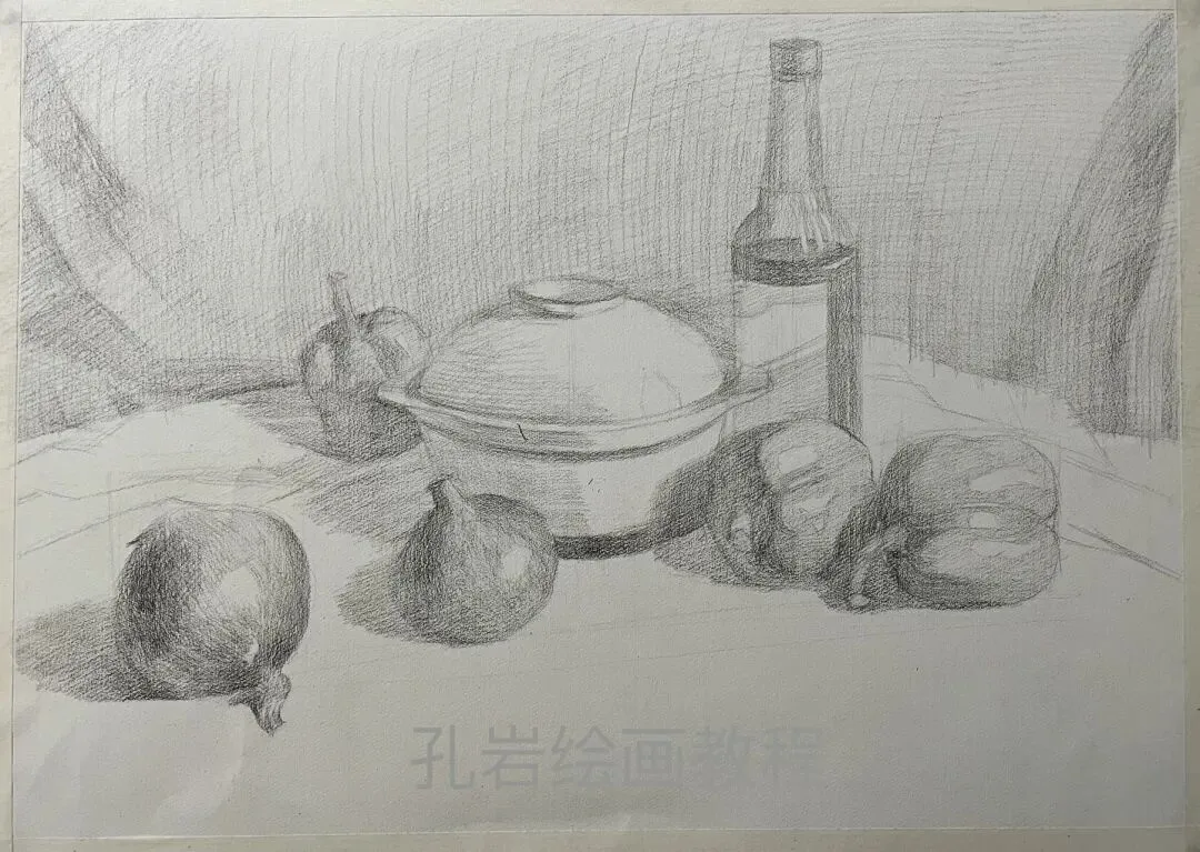 素描六级真题范画解析,非常典型的试卷类型,详细的步骤都记录下来了,看完就会画,非常值得多看几遍的教程 第16张