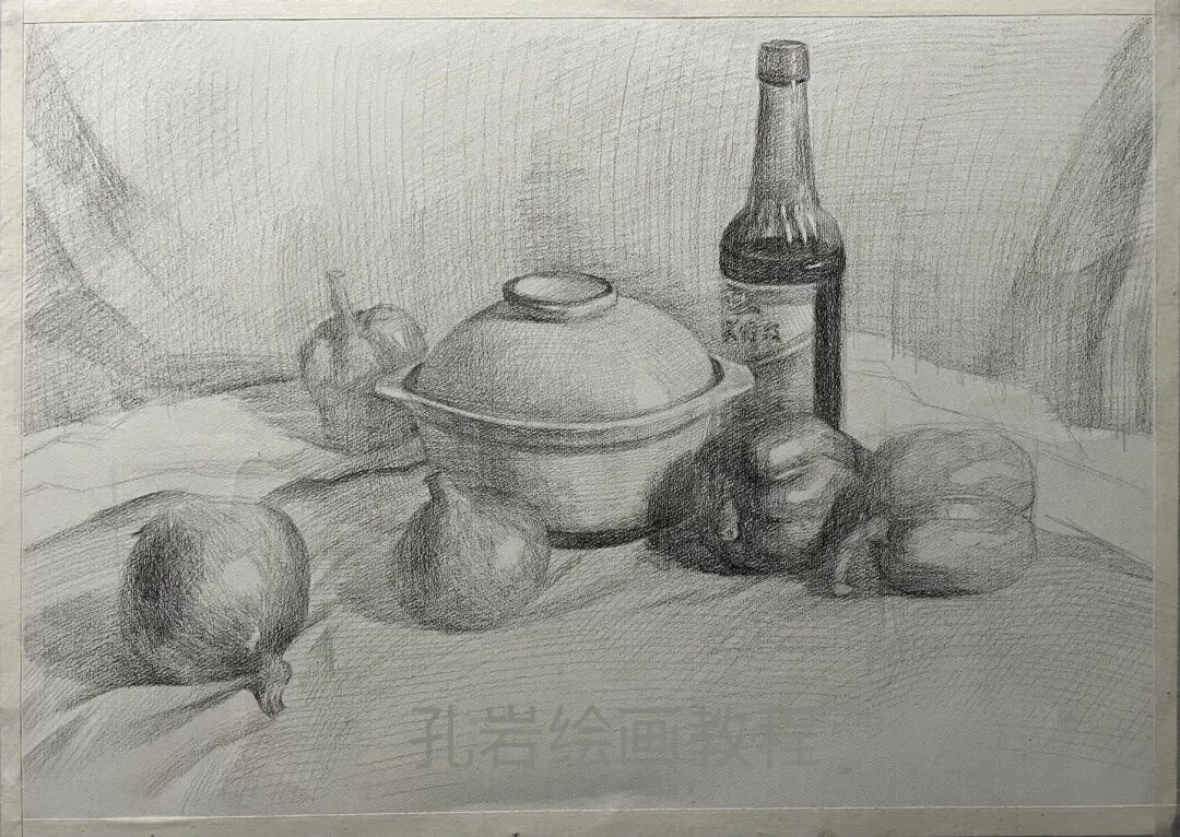 素描六级真题范画解析,非常典型的试卷类型,详细的步骤都记录下来了,看完就会画,非常值得多看几遍的教程 第20张
