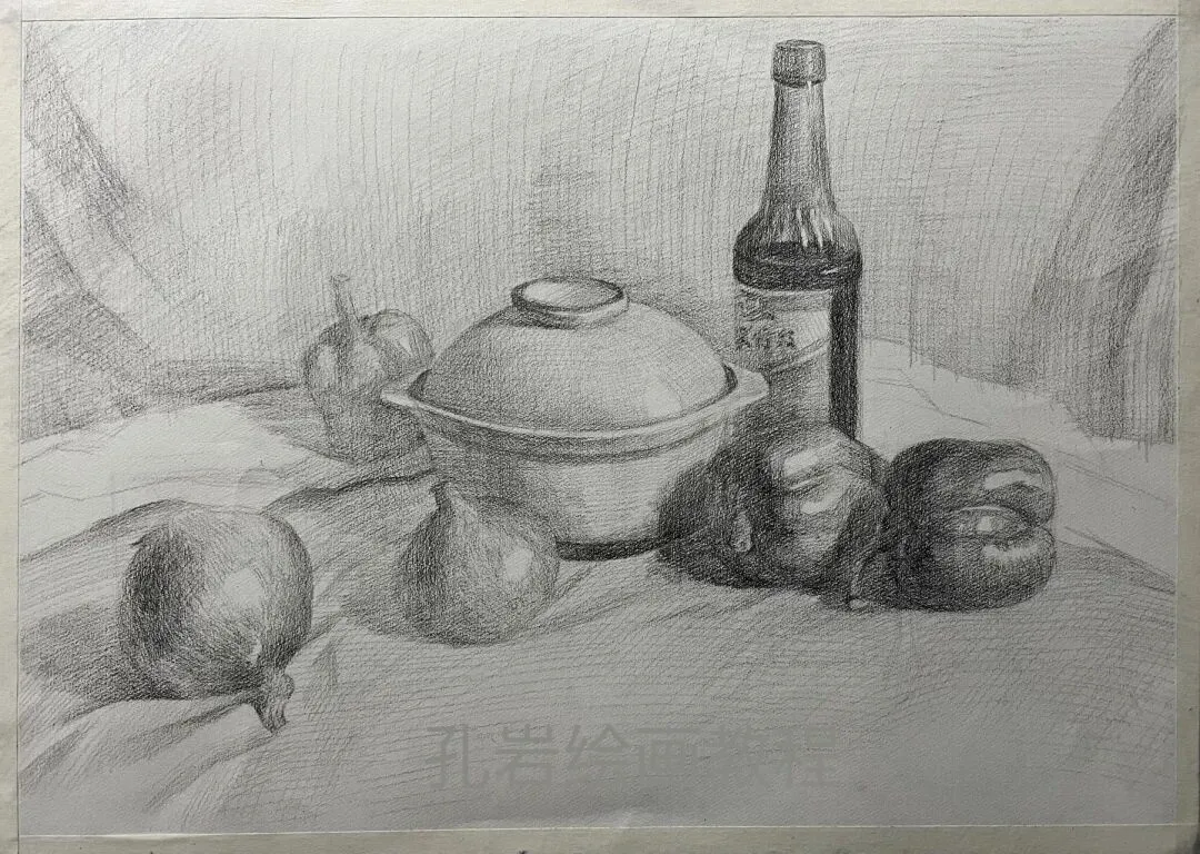 素描六级真题范画解析,非常典型的试卷类型,详细的步骤都记录下来了,看完就会画,非常值得多看几遍的教程 第21张