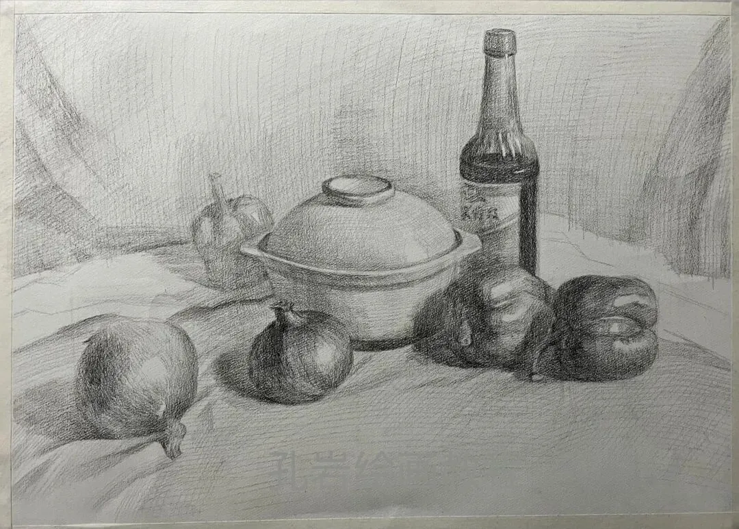 素描六级真题范画解析,非常典型的试卷类型,详细的步骤都记录下来了,看完就会画,非常值得多看几遍的教程 第22张