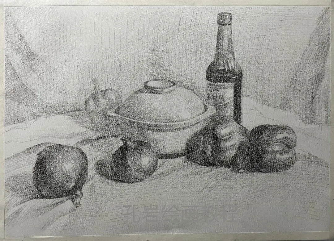 素描六级真题范画解析,非常典型的试卷类型,详细的步骤都记录下来了,看完就会画,非常值得多看几遍的教程 第23张