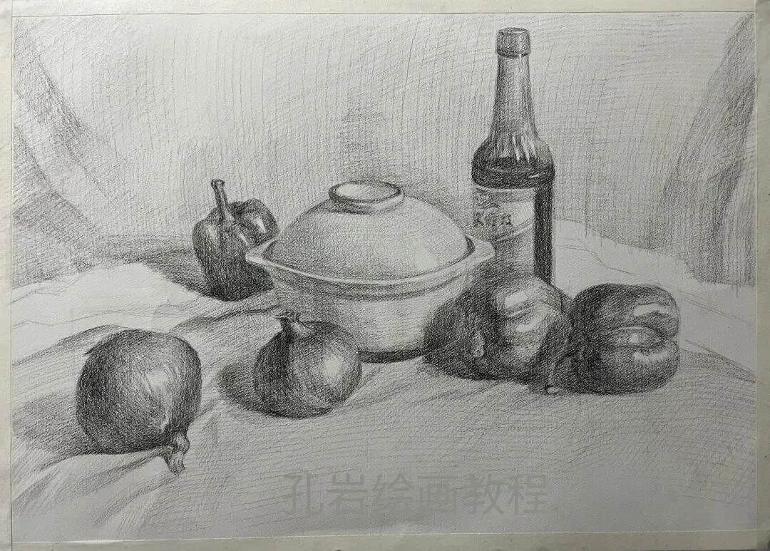 素描六级真题范画解析,非常典型的试卷类型,详细的步骤都记录下来了,看完就会画,非常值得多看几遍的教程 第24张
