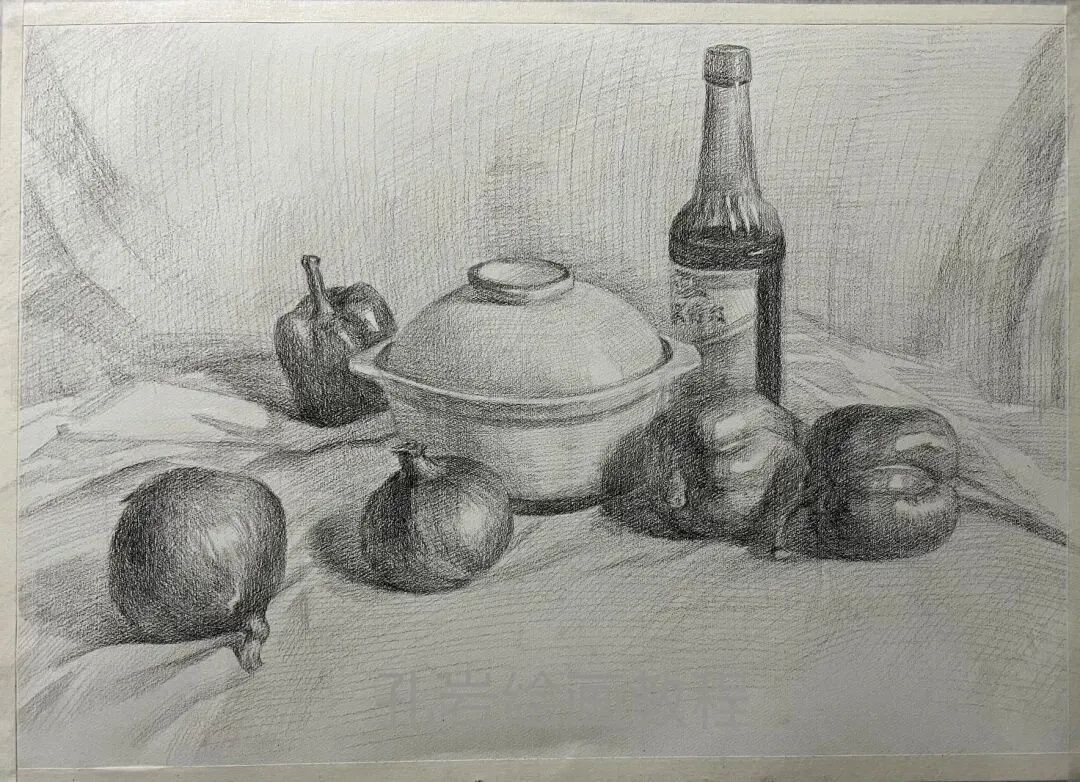 素描六级真题范画解析,非常典型的试卷类型,详细的步骤都记录下来了,看完就会画,非常值得多看几遍的教程 第25张