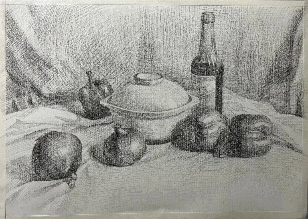 素描六级真题范画解析,非常典型的试卷类型,详细的步骤都记录下来了,看完就会画,非常值得多看几遍的教程 第26张