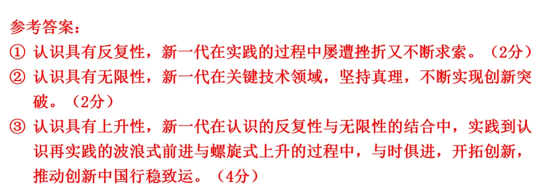 教学记录:材料题——认识论真题的审题及作答,带着学生写出自己的参考答案 第2张