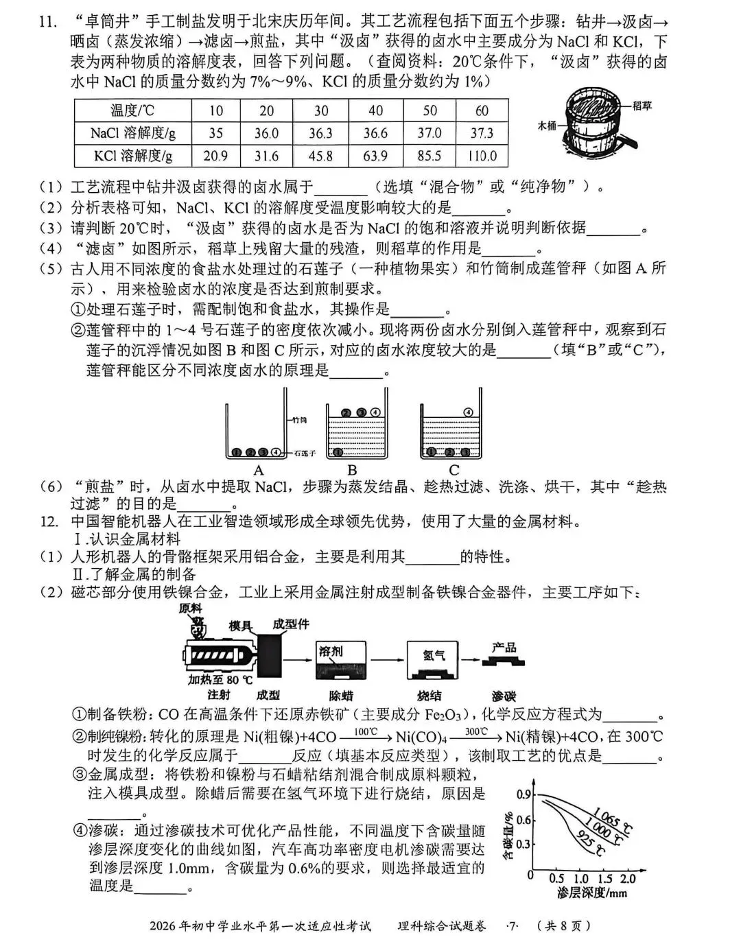 【模考试卷】2026年初中化学学业水平适应性考试. 第3张