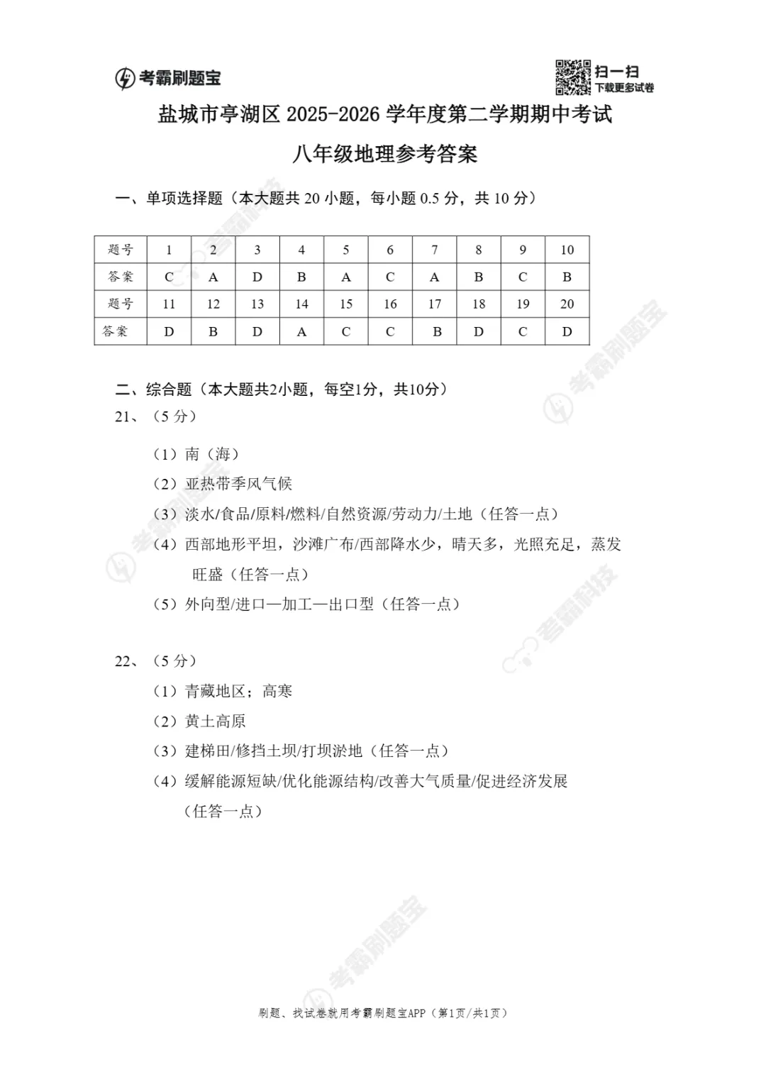 期中真题 | 江苏省盐城市亭湖区2025-2026学年八年级下学期期中考试试题(全科) 第20张