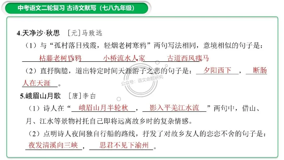 中考古诗文二轮复习默写-理解性默写-课件(PPT85张) 第5张