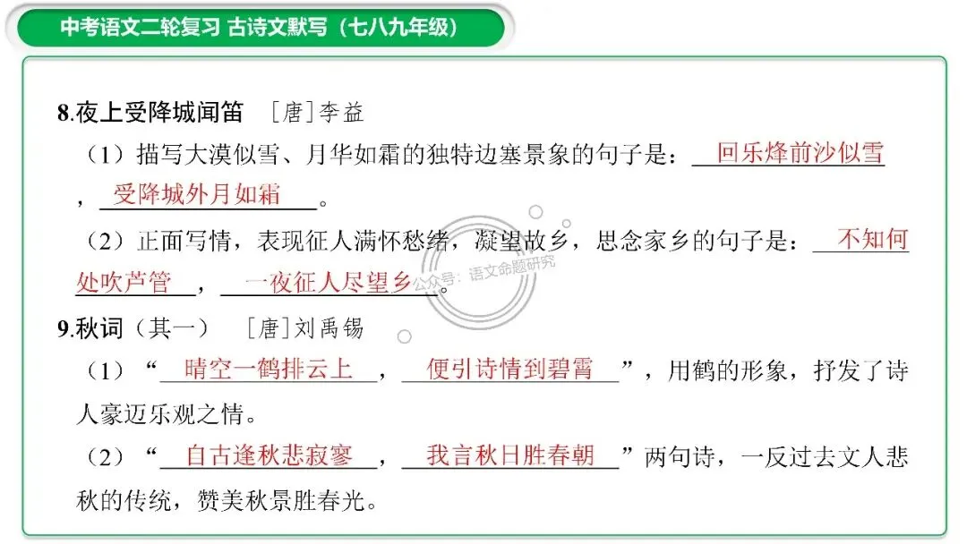 中考古诗文二轮复习默写-理解性默写-课件(PPT85张) 第7张