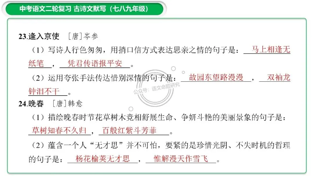 中考古诗文二轮复习默写-理解性默写-课件(PPT85张) 第17张