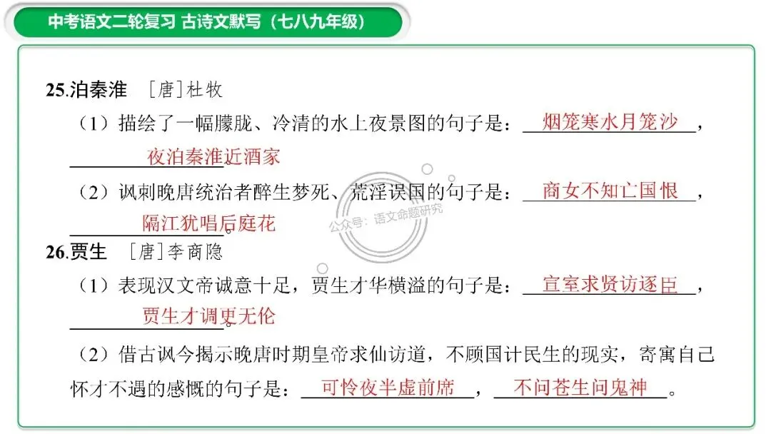 中考古诗文二轮复习默写-理解性默写-课件(PPT85张) 第18张